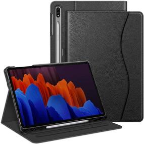 img 4 attached to 📱 Fintie Case for Samsung Galaxy Tab S7 Plus 12.4'' 2020 (SM-T970/T975/T976/T978) with S Pen Holder, Multi-Angle Viewing Stand & Pocket, Auto Sleep/Wake, Black