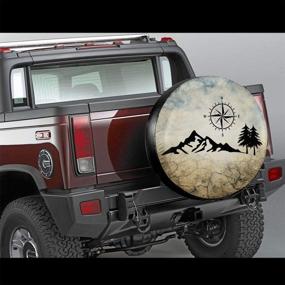 img 1 attached to Запасное колесо "🏔️ cozipink Nature Mountain Compass" для защиты от погоды: водонепроницаемые защитные колпаки для колес для прицепа, дома на колесах, внедорожника, грузовика, кемпера, дома на колесах (14"-17")