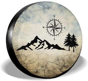 img 4 attached to 🏔️ cozipink Nature Mountain Compass Spare Tire Cover: Weatherproof Wheel Protectors for Trailer, RV, SUV, Truck, Camper, Travel Trailer (14"-17")
