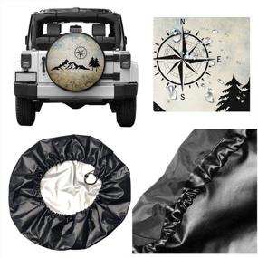 img 3 attached to 🏔️ cozipink Nature Mountain Compass Spare Tire Cover: Weatherproof Wheel Protectors for Trailer, RV, SUV, Truck, Camper, Travel Trailer (14"-17")