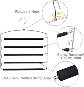 img 3 attached to PRETIGO 5-Tier Pants Hangers, Multi-Pants Hanger Space Saver, 6-Pack Closet Storage Organizer for Pants, Slack, Scarf