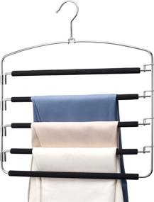 img 4 attached to PRETIGO 5-Tier Pants Hangers, Multi-Pants Hanger Space Saver, 6-Pack Closet Storage Organizer for Pants, Slack, Scarf