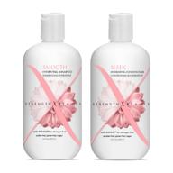 💪 strength x beauty - 2 pc. discovery set: smooth, sleek shampoo and conditioner 3.4 oz. for try-me, travel size - achieve flawless hair logo