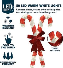 img 1 attached to Joiedomi 2.78ft Tinsel Candy Canes 50 LED Warm White Yard Lights - Christmas Outdoor Yard Garden Decorations, Ideal for Christmas Events, Christmas Eve Night Decor