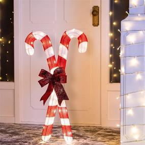 img 3 attached to Joiedomi 2.78ft Tinsel Candy Canes 50 LED Warm White Yard Lights - Christmas Outdoor Yard Garden Decorations, Ideal for Christmas Events, Christmas Eve Night Decor