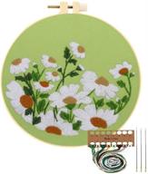 floral embroidery starter kit: daisy pattern, stamped clothes, plastic hoops, color threads, and needlepoint tools logo