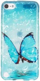 img 3 attached to 🦋 iPod Touch 7th Generation Case - 2 Screen Protectors Included | Girls iPod Touch Case - IDWELL Slim FIT Anti-Scratch Soft TPU Bumper Case for iPod Touch 5/6/7th | Blue Butterfly Design