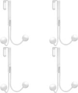 🚪 yumore over the door robe hooks: 4-pack metal double towels hooks rack for convenient hanging of clothes, coats, robes, hats - perfect for bathroom, shower, and bedroom doors (white) logo