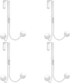 img 4 attached to 🚪 YUMORE Over The Door Robe Hooks: 4-Pack Metal Double Towels Hooks Rack for Convenient Hanging of Clothes, Coats, Robes, Hats - Perfect for Bathroom, Shower, and Bedroom Doors (White)