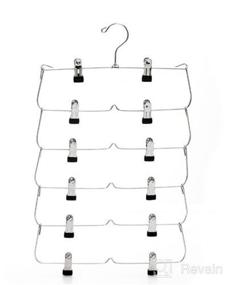img 6 attached to 👗 ZOBER Space Saving 5 Tier Metal Skirt Hanger with Clips (3 Pack) - Hang 5-on-1, Expand Closet Space by 70%, Rubber Coated Clips, 360° Swivel Hook, Adjustable for Pants, Slacks, Jeans, Towels