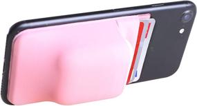 img 2 attached to 📱 2-in-1 Stick On Phone Wallet Card Holder: Double Pocket Sleeve for Credit Cards, iPhone, Airpods & More (Black & Pink)