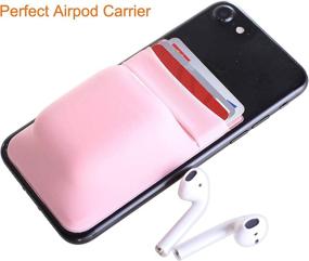 img 3 attached to 📱 2-in-1 Stick On Phone Wallet Card Holder: Double Pocket Sleeve for Credit Cards, iPhone, Airpods & More (Black & Pink)