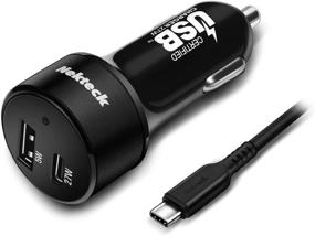 img 4 attached to 🔌 Nekteck USB-IF Certified USB Type C Car Charger with PD Power Delivery 27W & USB-A 5W for MacBook 12-inch/Pro 2016, Pixel 3 2/XL Galaxy S9/ S9+/ Note 8/ S8/ S8+ More (Includes 3.3Ft USB-C Cable)