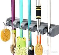 img 1 attached to 🧹 Home-It Mop and Broom Holder with 5 Position Storage, 6 Hooks - Garage Organization and Tool Storage Solutions for Brooms, Mops, and More review by Lori Aguirre