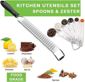 img 3 attached to Stainless Steel Measuring Spoons Lemon Zester Set by KepRodp - Versatile Kitchen Gadgets 🥄 for Dry or Liquid Ingredients, Cheese Grating, Nutmeg, Parmesan, Citrus - Includes Cleaning Brush, Dishwasher Safe