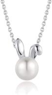 🎁 fancime june birthstone necklace: sterling silver 7mm freshwater pearl - cute animal collection - small dainty necklace for women - fine jewelry with 16"+2" extender logo