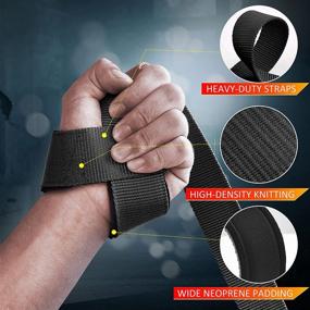 img 3 attached to 💪 ihuan 21'' Wrist Straps for Weight Lifting - Supportive Gym Wrist Wraps with Extra Hand Grips for Strength Training, Bodybuilding, Deadlifting