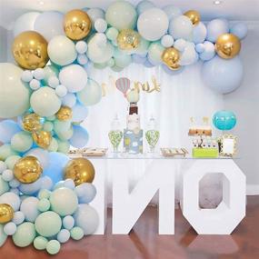 img 1 attached to 🎈 Blue Balloon Garland Kit for Boy Baby Shower - 124 Macaron Latex Balloons, Confetti Balloon, Elephant Theme Decoration Set with Balloon Garland Strip for Birthday Party and Baby Shower