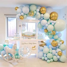 img 4 attached to 🎈 Blue Balloon Garland Kit for Boy Baby Shower - 124 Macaron Latex Balloons, Confetti Balloon, Elephant Theme Decoration Set with Balloon Garland Strip for Birthday Party and Baby Shower