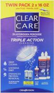 🔍 clear care triple action cleaning solution 3% hydrogen peroxide - 2x16oz + 3oz travel size logo