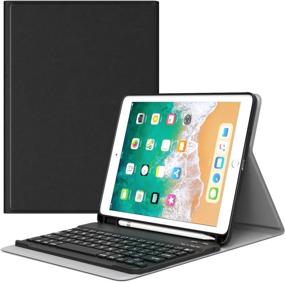 img 4 attached to MoKo Keyboard Case for iPad 9.7 2018 with Pencil Holder - Wireless Cover for All-New iPad 9.7 Inch 2018, Black