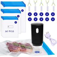 electric vacuum sealer & reusable sous vide bags, 42 pcs food vacuum sealer for anova, joule cookers - includes 30 reusable vacuum sealer bags, 5 sealing clips, 5 rechargeable vacuum sealer clips логотип