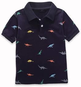 img 4 attached to Motteecity Fashion Boys Turndown Collar Dino Printed Polo Shirt: Alluring Style for Little Trendsetters