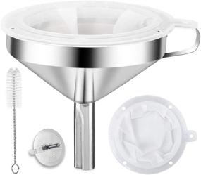 img 4 attached to 🌪️ Stainless Steel Kitchen Funnel Set with Strainer and 200 Mesh Filter - Ideal for Filling Bottles, Transferring Canning Oil and Coffee