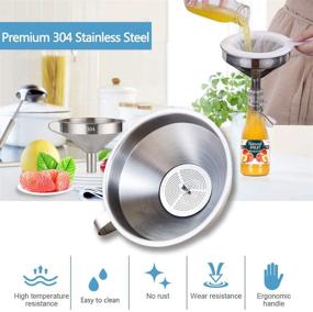 img 3 attached to 🌪️ Stainless Steel Kitchen Funnel Set with Strainer and 200 Mesh Filter - Ideal for Filling Bottles, Transferring Canning Oil and Coffee