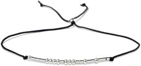 img 1 attached to Дайте вдохновение с браслетом на морзе КГБНКИЭ – из стерлингового серебра на шелковой веревке – идеальный подарок для нее.