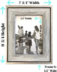 img 3 attached to 🖼️ Rustic 5x7 Tasse Verre Picture Frames 3-Pack: Distressed Farmhouse-Style Table Frame with Industrial Silver Metal & Wooden Insert, Ready-to-Hang Hooks