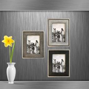 img 1 attached to 🖼️ Rustic 5x7 Tasse Verre Picture Frames 3-Pack: Distressed Farmhouse-Style Table Frame with Industrial Silver Metal & Wooden Insert, Ready-to-Hang Hooks