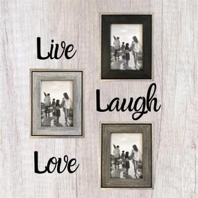 img 2 attached to 🖼️ Rustic 5x7 Tasse Verre Picture Frames 3-Pack: Distressed Farmhouse-Style Table Frame with Industrial Silver Metal & Wooden Insert, Ready-to-Hang Hooks