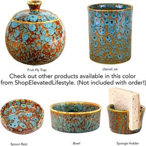 img 1 attached to 🏺 Multipurpose Ceramic Utensil Jar: Holder, Crock, Caddy & Kitchen Container - Also Ideal as a Wine Chiller, Planter, or Flower Vase in Marbled Turquoise