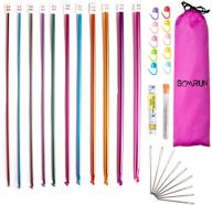 🧶 complete crochet hooks set with storage bag - 11 sizes aluminum tunisian afghan knitting needles, stitch markers, large-eye blunt needles, measure tape - perfect for beginners and home use logo