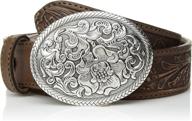 🌺 nocona belt co. women's usa vintage floral buckle belt logo