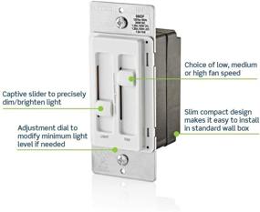 img 3 attached to Leviton SureSlide Dual Quiet Light Control for 150W LED, 300W Incandescent/Halogen, 1.5 Amp Fan - White, 120V