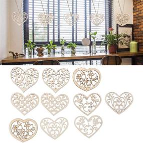 img 2 attached to ❤️ Amosfun 10pcs Hollowed Heart Pattern Small Natural Wooden Slice Scrapbooking Embellishments DIY Craft Decor Love Wood Chip, Heart Shape