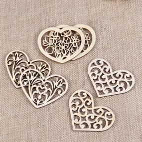 img 1 attached to ❤️ Amosfun 10pcs Hollowed Heart Pattern Small Natural Wooden Slice Scrapbooking Embellishments DIY Craft Decor Love Wood Chip, Heart Shape