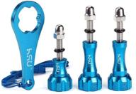 hsu aluminum thumbscrew set + wrench for gopro hero 10, 9, hero 8, 7, 6, 5, 4, 3+, 3, 2, 1 & more action cameras - reliable blue thumbscrews and wrench combo logo