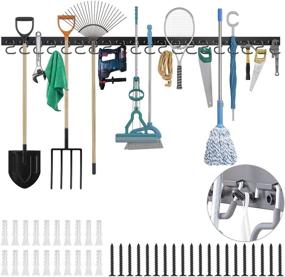 img 4 attached to 🔧 Adjustable Wall Mounted Garage Hanger Storage System with TORACK 64 Inch Garage Hooks - Ultimate Tool Organizer with 16 Hooks & 16 Pegs