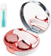 🌹 rose gold contact lens case kit: large contact remover, mirror & travel-worthy design logo