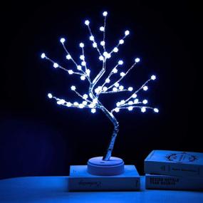 img 4 attached to 🎄 EXTRAFEIN Artificial Bonsai Tree Lights - Snowflake Table Decor Fairy Lamp, Battery/USB Operated, Lit Tree Centerpieces for Jewelry Holder, Christmas Festival Decoration, Mini Night Light