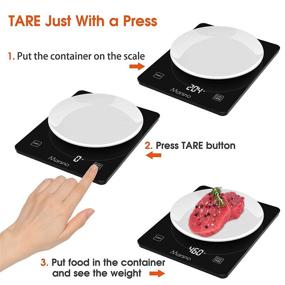 img 2 attached to 🍽️ Marsno Food Scale: 22lb/10kg Digital Kitchen Scale with LCD Display for Precise Cooking & Baking - 4 Units, Tempered Glass, Black