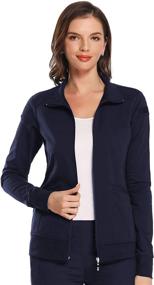 img 4 attached to 🧥 JEYONG Zip Up Scrub Jacket for Women - Perfect for Medical Professionals