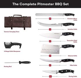 img 3 attached to Master Maison BBQ Knife Set: 15-Piece Collection with Canvas Carrying Case, Honing Rod, Sharpener, Edge Guards – Black