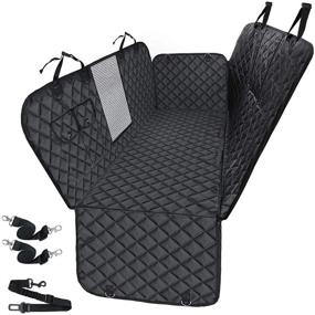 img 4 attached to 🐾 Waterproof Dog Car Seat Cover for Back Seat - HIPPIH Pet Seat Covers for Cars, Nonslip & Mesh Window, with Storage Pocket - Dog Hammock for Car Backseat