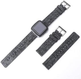 img 1 attached to 📿 Breathable Woven Fabric Watch Strap Compatible with Fitbit Versa/Versa 2/Versa Lite - Quick Release Replacement Band for Versa Smart Watch - Unisex Accessory for Women and Men