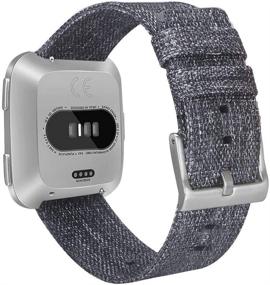 img 3 attached to 📿 Breathable Woven Fabric Watch Strap Compatible with Fitbit Versa/Versa 2/Versa Lite - Quick Release Replacement Band for Versa Smart Watch - Unisex Accessory for Women and Men