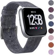 📿 breathable woven fabric watch strap compatible with fitbit versa/versa 2/versa lite - quick release replacement band for versa smart watch - unisex accessory for women and men logo